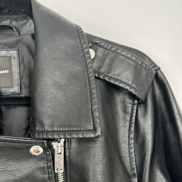 Lane Bryant Womens Faux Leather Jacket Size 18/20 Black Full Zip Moto Biker Babe - Picture 6 of 12